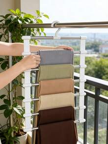 Estante multiusos para pantalones, percha plegable de acero inoxidable para pantalones, almacenamiento de armario ahorra espacio para vaqueros, leggings, pantalones de pierna ancha, bufandas, toallas, organizador plegable de pantalones, almacenamiento y organización del armario, sin necesidad de taladrar, solución de almacenamiento duradera y resistente para el hogar/dormitorio - multicolor - Ver 7