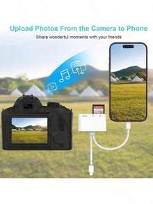 huaxunyuan 1 pieza Lector de tarjetas SD 3 en 1 con adaptador USB, con adaptador USB 3.0 para tarjetas SD/TF, lector de tarjetas de memoria compatible con MacBook/serie de teléfonos inteligentes 17 Pro Max/17 Pro/17/Air/16/15/14/13/12/11/XS/XR/8/7/6, plug and play - Blanco - Ver 7
