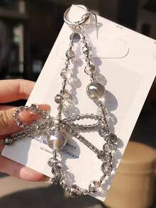 手工水晶蝴蝶结串珠腕带，耐用手机挂绳，优雅户外携带链 - 彩色 - 查看 12