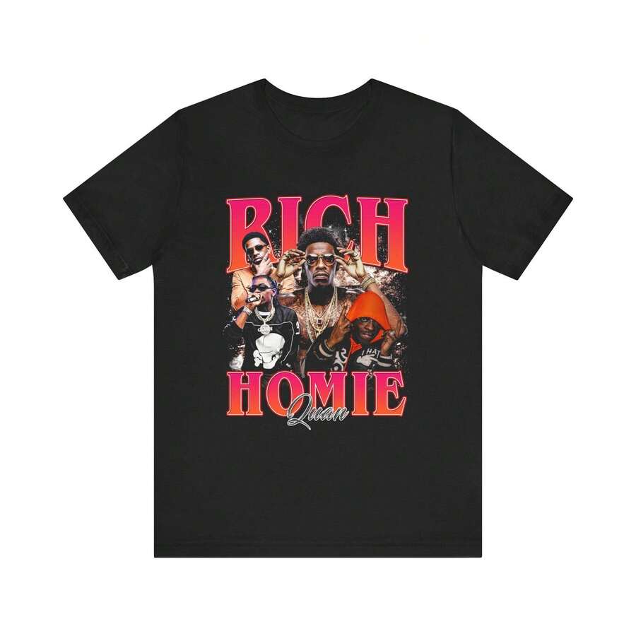 Custom Rich Homie Quan Graphic Tee Rich Homie Tribute - Black - View 1