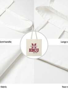 Morehouse College, HBCU Made, HBCU Pride, Student Alumni, Canvas Tote Bag, Reusable Shopping Bag, HBCU Fan Gift Letter Print Canvas Tote Bag Vintage Reusable Shopping Bag Fashion Daily Handbag For Women - Màu be - Xem 4