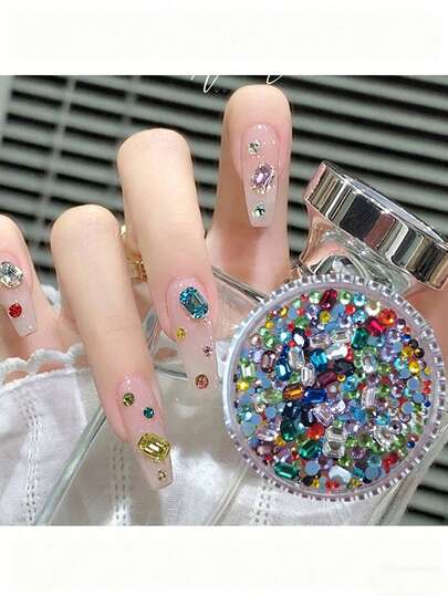 1 Hộp Phụ Kiện Làm Móng Tay Dopamine, Mũi Khoan Hình Bát Giác Màu, Mũi Khoan Kim Cương Tròn, Hộp Mũi Khoan, Phụ Kiện Làm Móng Tay, Phụ Kiện Làm Móng Tay Kiểu Pháp Tối Giản Bằng Kim Loại, Thích Hợp Cho Lễ Hội Âm Nhạc, Du Lịch, Lễ Hội, Đá Trang Trí Móng Tay Lấp Lánh, Phù Hợp Cho Phụ Kiện DIY Đa Chức Năng