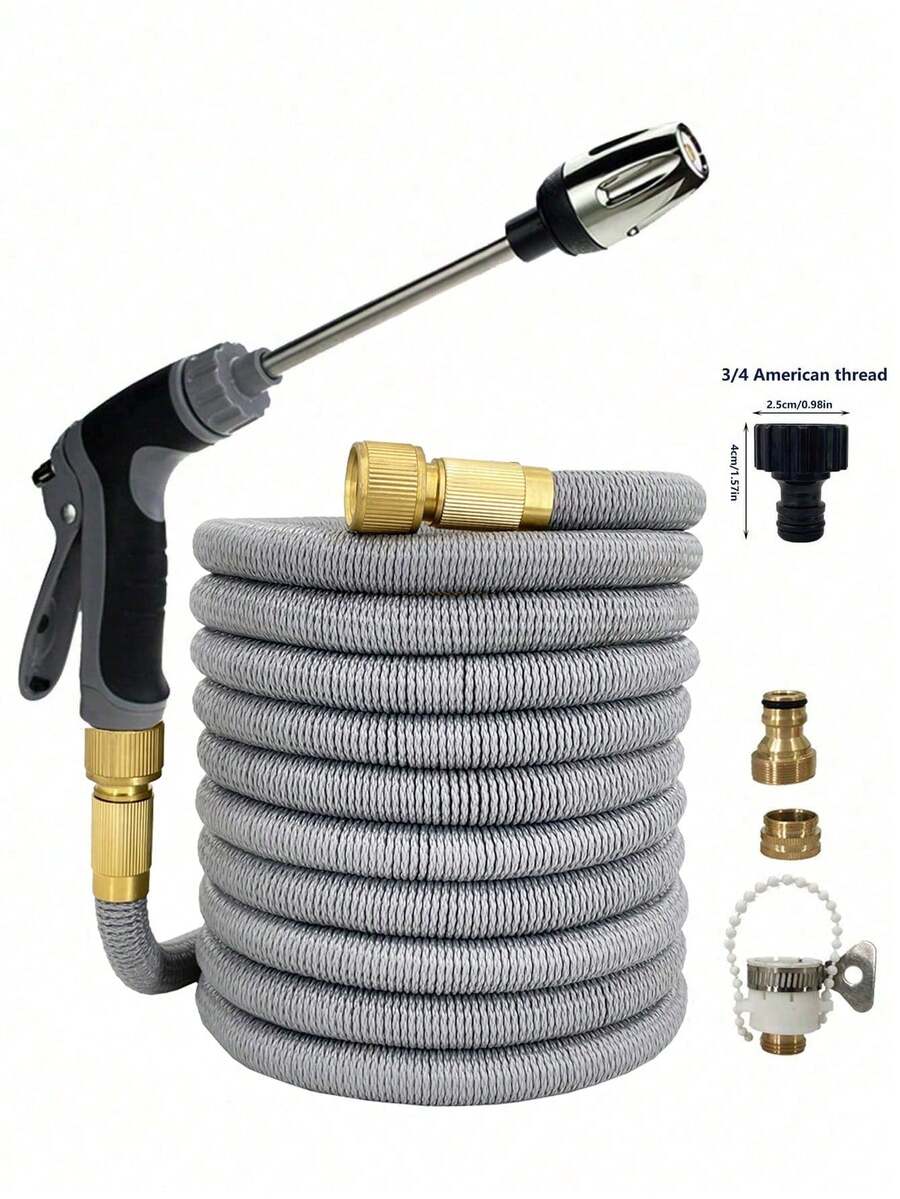 7件套可伸缩花园软管，高压洗车水枪，多模式，花园浇水软管，适用于欧美地区