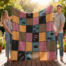 1pc Nightmare Before Christmas & Sally Patchwork Flannel Blanket, Ultra-Soft, Warm, And Comfortable Flannel For Sofa And Bed, An Excellent Gift For Fans, Home Decoration, Suitable For All Seasons 
 Single-Layer Digital Printing, Suitable For Bedroom, Living Room, Sofa, Office, Travel Blanket, A Holiday Gift For Friends And Family - trộn - Xem 1