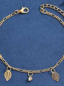 1pc Fashion Women Hollow Leaf Pendant Anklet, Suitable For Summer Beach Wear (Note: Due To Different Production Batches, There May Be Some Color Differences; Also, Due To The Influence Of Lighting And Shooting Angles, The Actual Product May Have Slight Color Differences From The Picture.) - Multicolor - View 4