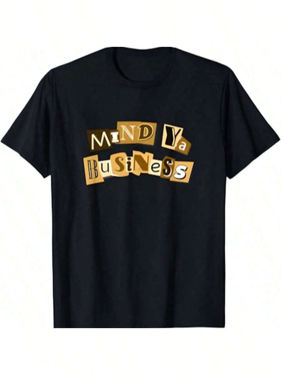 T-Shirt For Men Men's Graphic T-Shirt Brown Say Less Brown Color Graphic T-Shirt Soft Fabric, Breathable, Comfortable Short Sleeve T-Shirts Perfect For Summer - 黑色 - 查看 1
