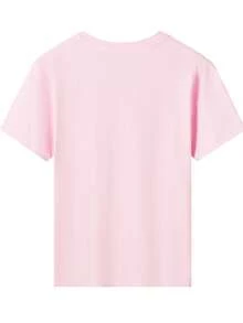 Disney Minnie Mouse Heart And Flowers Printed Pattern T-Shirts For Girls - Children's Clothing Design Short-Sleeved Casual And Cute Style Comfortable And Casual Wear All Year Round Suitable For Parties And Play Machine Washable Gift Children's Clothing Girls' Short-Sleeved Shirts - 粉色 - 查看 3
