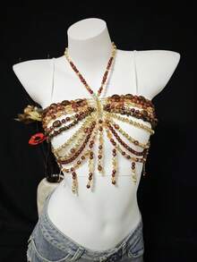 男女通用性感亚克力亮片身体链，镂空吊坠胸链，适合夜店、派对、酒店、嘉年华、情侣等场合。 - 蝴蝶型 - 查看 6