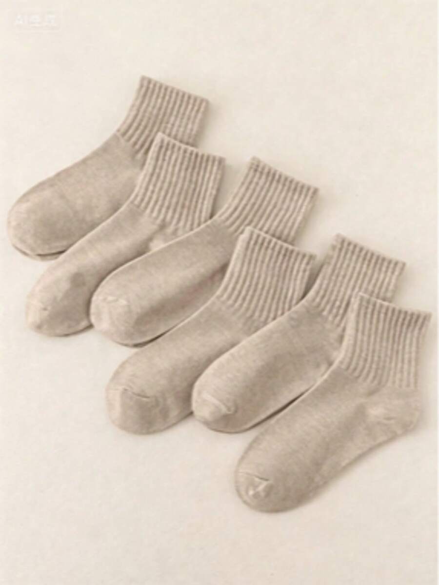 6 đôi tất nữ màu kaki dài đến bắp chân, kiểu dáng thường ngày, đa năng, phù hợp sử dụng hàng ngày. - Màu Khaki - Xem 1