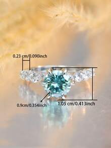 Nhẫn đính hôn Moissanite 3 carat bằng bạc sterling 925 dành cho nữ, nhẫn hứa hẹn tinh tế, phụ kiện thời trang hàng ngày, món quà lý tưởng cho người yêu, quà tặng Ngày của Mẹ. - Màu xanh Bạc hà - Xem 8