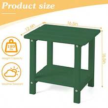 Apolimi Adirondack - Mesa auxiliar para exteriores resistente a la intemperie mesa auxiliar de patio de 2 niveles mesa auxiliar sólida de 16.5 pulgadas para patio piscina porche - Verde bosque - Ver 3