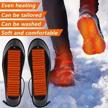 1 Pair Full Foot Coverage Electric Heated Insoles, USB Plug Design, Comfortable Fit, Fabric With Overheat Protection, Suitable For Skiing, Camping And Hunting - Black - View 8