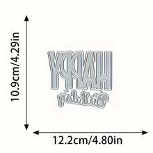 1pc Happy Birthday Greeting Cutting Die, Carbon Steel Embossing Mold For DIY Greeting Card, Photo Album, Holiday Card Making - Single Piece - View 10