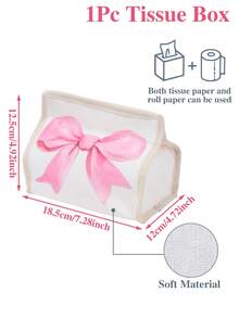 1pc Pink Bow Tissue Box, Cute Bow Tissue Holder Suitable For Car, Kitchen, Bedroom, Bathroom, Living Room, Birthday Girl, Party Decor, Home Decor, Vanity, Gift For Her, Napkin Holder, Kitchen Counter Decor, Car Interior Decor, Facial Tissue Box, Teenage Girl Bedroom Decor, Mother's Day Gift, Decorative Tissue Box - Pink Bow - View 11