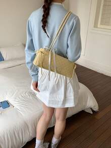 Mẫu mới năm 2026: Túi đeo chéo chấm bi thiết kế độc đáo, túi hình trụ đa năng thời trang, túi đeo vai cao cấp dành cho nữ. - Màu vàng - Xem 9