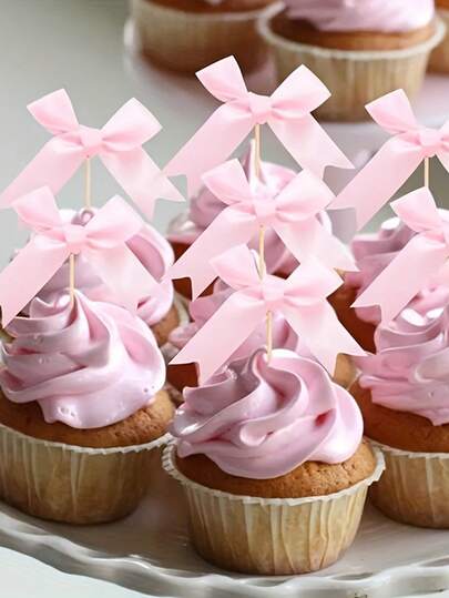 Trang trí bánh cupcake hình nơ, trang trí bánh cupcake bằng ruy băng, trang trí bánh cupcake hình nơ, trang trí bánh kem hình nơ, trang trí sinh nhật hình nơ, thích hợp cho đám cưới, tiệc cưới, ngày Valentine.