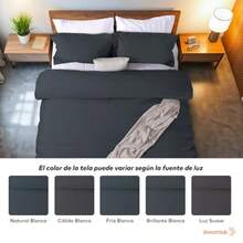 Dreamlab Juego de Funda para Edredón de 3 Piezas Tela Ultra Suave Premier 1800 de Doble Cepillado Cubierta de Duvet y 2 Fundas para Almohada Queen Size 228cm x 228cm Color Grafito - 02  Grafito - Ver 7