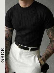 GRDR Men's Summer Round Neck Short Sleeve Knit Sweater, Suitable For Outdoor Activities, Essential For Fashionable Outfitting - Black - View 7