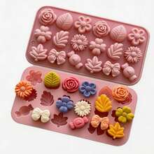 Molde de silicon de flores y hojas Cavidades: Medidas del molde: 10.8cm x 20.5cm x 1.5cm - Con agujero - Ver 2