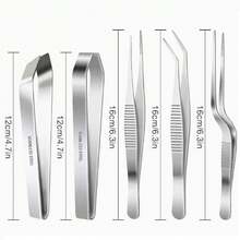 5pcs/3pcs/1pc 304 Stainless Steel Kitchen Tongs Set, Precision Serrated Tip Food Tongs, Multi-Size Cooking Tongs Suitable For Plating, Grilling, Seafood, Desserts And Chef Cooking - Multicolor - View 16