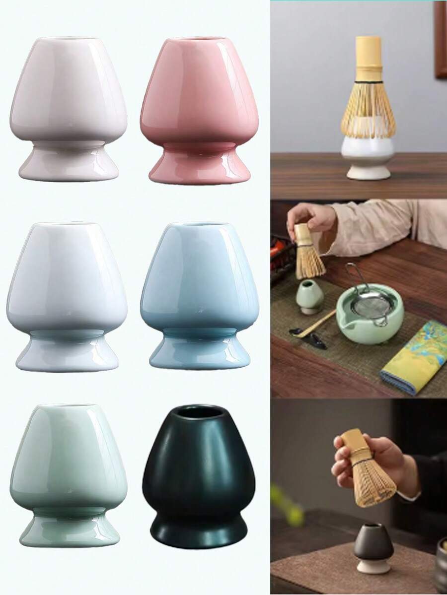 1/4件組日式陶瓷抹茶碗套組，含抹茶刷、刷架、茶匙、茶篩、茶具 - 彩色 - 查看 1