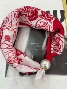 1件海洋元素星形印花珍珠磁性丝巾领 - 彩色 - 查看 5