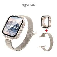 兼容苹果手表表带，不锈钢米兰尼斯表带，适用于苹果手表 40mm、41mm、38mm、42mm、44mm、45mm、49mm、46mm，精致磁性网状表带，女士适用，可调节不锈钢磁性网状表带，兼容苹果手表 Series 11、10、9、8、7、6、5、4、SE、3、2、1、Ultra 3、2，男女皆宜 - 42mm錶殼+38/40/41mm錶帶 - 查看 21