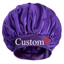 Customized Satin Smooth Sleep Cap, Customized Women's Silk Sleep Cap, Can Be Customized With Name Or Logo, With Loose Elastic Band, Nighttime Hair Cap For Women, Suitable For All Hair Types - Multicolor - View 7