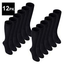 Sock Snob 12 Pair Multipack Girls Knee High Socks | Breathable Long Cotton School Socks - Black - View 1