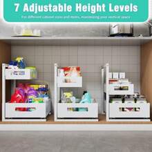 Under Sink Organizer Adjustable Height 2 Tier Bathroom Organizer Pull Out Cabinet Organer Kitchen Organizers And Storage Fridge Organizers And StorageWhite XL-1 Pack - trắng - Xem 5