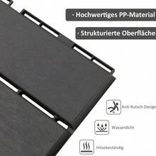 Terrace Tiles, Set Of 9 Pieces, Balcony Tiles, Click System Tiles For Patio And Garden, Plastic, Black, 30x30cm - hitam - View 6