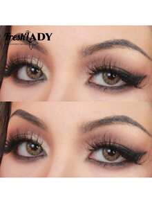 (0.00-8.00 Grados) 1 Par, Lentes cosméticos de ojos marrones, Lentes de contacto de diámetro natural, Maquillaje de belleza para ojos para el trabajo, la escuela, el uso diario, fiestas, 14.00 mm, Uso anual - Marrón - Ver 6
