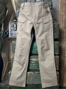 Ropa de trabajo relajada al aire libre para hombres y mujeres, pantalones de ocio de varios bolsillos, pantalones largos de marea, ropa de trabajo, ropa de pareja de montaña rápida, seca y transpirable. - Caqui - Ver 1