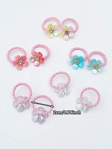 10个可爱渐变珠光花朵发圈，弹性发绳，日常发饰 - 混合色 - 查看 6