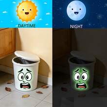 1pc Glow-In-The-Dark Trash Can Decorative Sticker, Fluorescent Sticker, Creative Decal For Funny Home Decor - Trash Can Stickers - View 3
