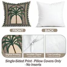 4件套复古花卉棕榈树图案靠垫套 - 蜜桃绒装饰枕套，适用于客厅、沙发、卧室，不含枕芯 - 彩色 - 查看 4