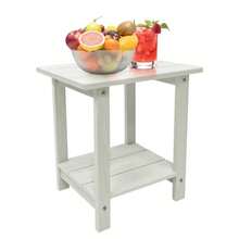 Mesa auxiliar para exterior resistente a la intemperie doble mesa auxiliar Adirondack pequeña mesa auxiliar interior para silla mesa de patio de 17 pulgadas para piscina terraza y porche - Blanco - Ver 5