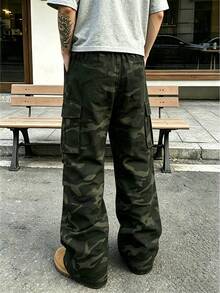 男士休闲户外迷彩工装裤，秋冬季 - 軍綠色 - 查看 3