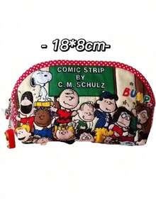 SNOOPY 史努比卡通系列贝壳形化妆包，全幅卡通图案，柔软耐用的帆布材质，方便的拉链封口，可爱的挂饰。可收纳化妆品、文具和小物件，适合日常通勤、旅行、学生使用，可作为圣诞礼物、情侣小礼物，适用于多种场合。 - 彩色 - 查看 3