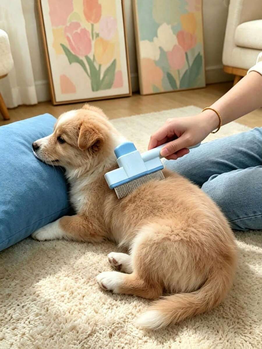 Bàn chải chải lông rụng cho mèo và chó, lược massage, dụng cụ loại bỏ bọ chét, dụng cụ chải chuốt tự làm sạch, ngăn ngừa lông rối, nhẹ nhàng cho da, đồ dùng chăm sóc thú cưng.