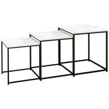 Three Nest Of Tables Marble Effect Finish - White - View 2