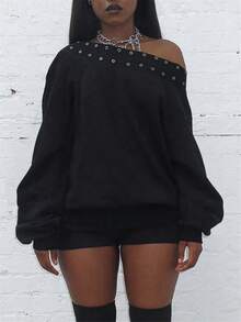 Womens Studded Fold Over Waist Shorts Y2k Low Waist Rivet Micro Shorts Slim Fit Boyshorts Goth Rave Costumes Mini Bottoms Casual Stylish Rivet Design Hot Pants Streetwear Party Clubwear - J12467-黑色 - 查看 2