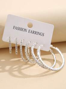 6件套时尚、优雅、性感波西米亚风简约个性化精致水钻闪亮C形夸张小/中/大号耳环套装，适合女性，夏季海滩、派对、约会、日常、音乐节、周年纪念、母亲节礼物 - 彩色 - 查看 5