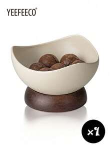 1个陶瓷甜点杯，粗陶小吃杯，木底沙拉碗，冰淇淋碗，小吃盘，托盘，水果盘，酸奶杯，适合居家、下午茶、娱乐和斋月使用。 - 陶瓷木頭杯 - 查看 13