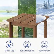LZRS Adirondack - Mesa auxiliar cuadrada para patio mesa de patio compuesto de piscina mesas auxiliares de HDPE para patio trasero piscina compañero de interior fácil mantenimiento y resistente a - Marrn - Ver 4