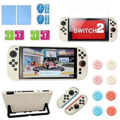 Compatible With Switch 2 Protective Case, NS Handheld Console Cover, Game Console Matte Color Anti-Fall Protective Shell - Off White