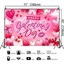 Galentinestelón de fondo con globo de corazón rosa Galentines para mujeres y niñas, regalos de rosas rojas, decoración de fiesta de San Valentín, pancarta de fondo de fotografía de 6 x 4 pies - S1 - Ver 8