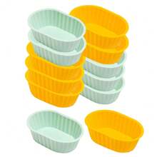 12 khuôn silicon hình bầu dục họa tiết hoa dùng làm bánh, khuôn muffin. - Xem 15