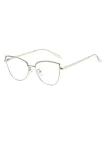 1pc Women's Multi-Color Cat Eye Metal Frame Fashion Retro Simple Personalized Spring Leg Casual Wear Stylish Non-Prescription Glasses2026 - Nhiều màu 3 - Xem 5