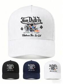 1pc Unisex Von-Dutchs Print Baseball Cap, Sun Hat, Curved Brim, Dad Cap. Suitable For Daily Use And Outdoor Activities. Outdoor Adjustable Sun Cap. Spring-Summer Travel, Tourism, Beach Vacation Hat. Y2K-Style Hats For Youth Hats, Sports Hats, Hats For Men, Caps For Men, Mens Hats, Hats For Men, Caps,Hat For Women - 白色3 - 查看 4